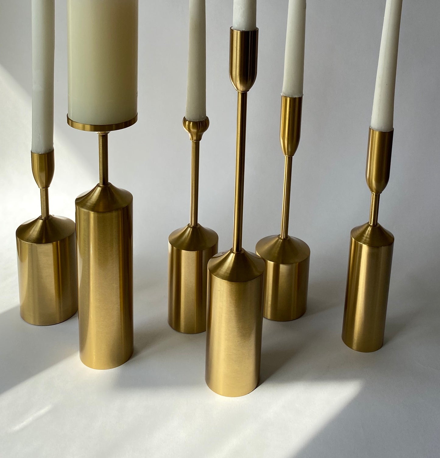 Golden Candle Stands - Set of Six