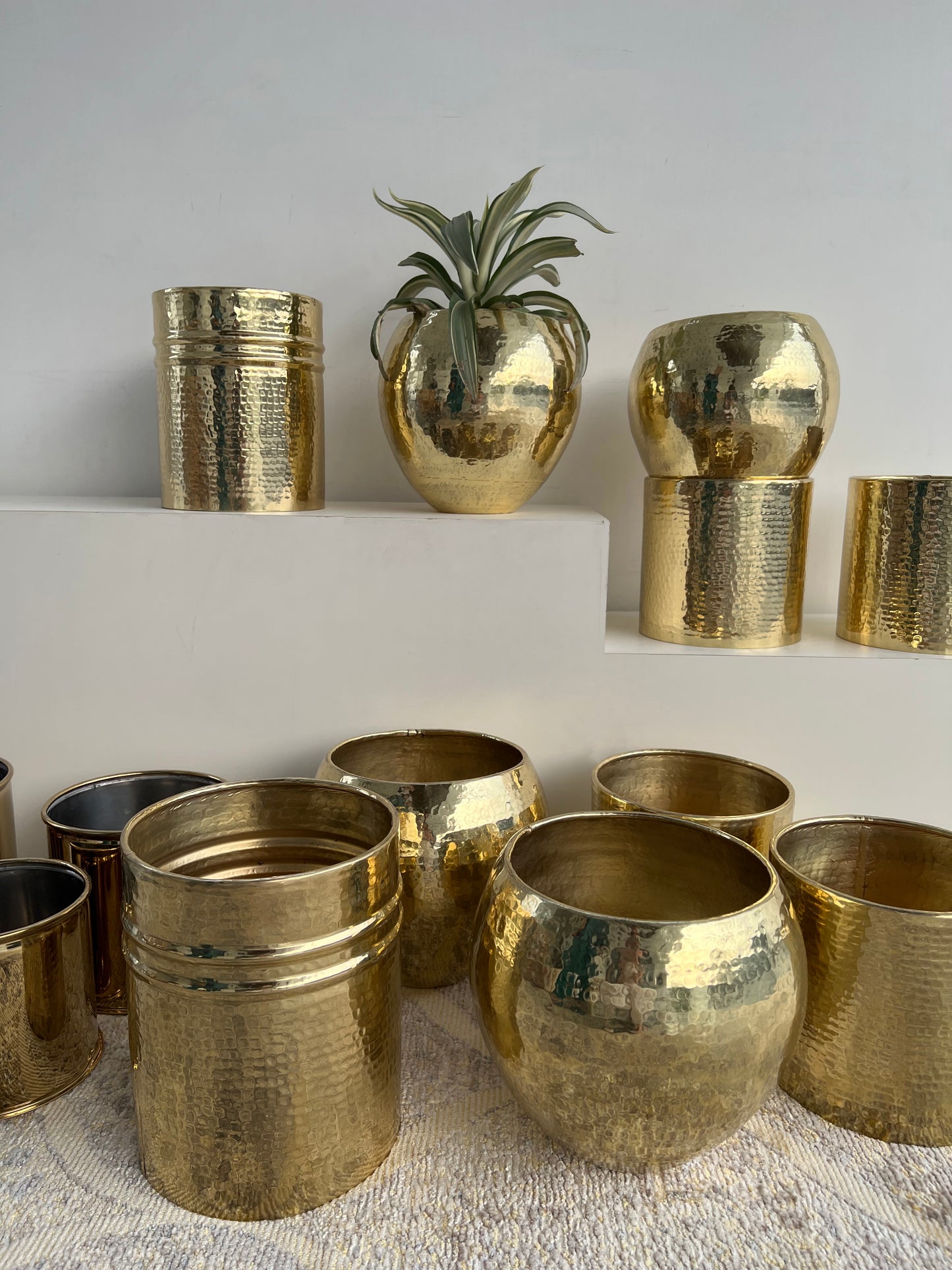 Hand hammered brass planters