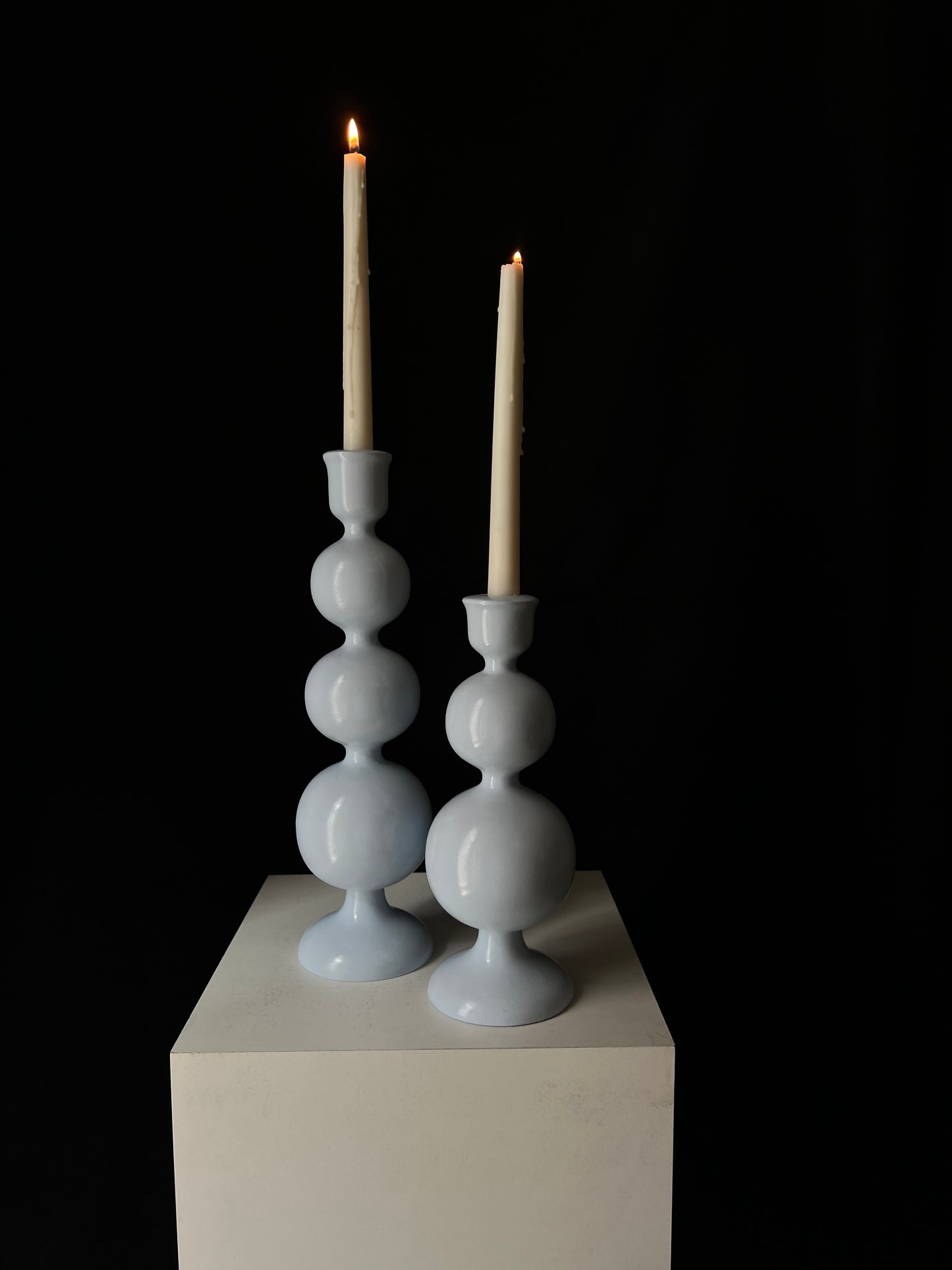 Bobbin Candle Stand Pair