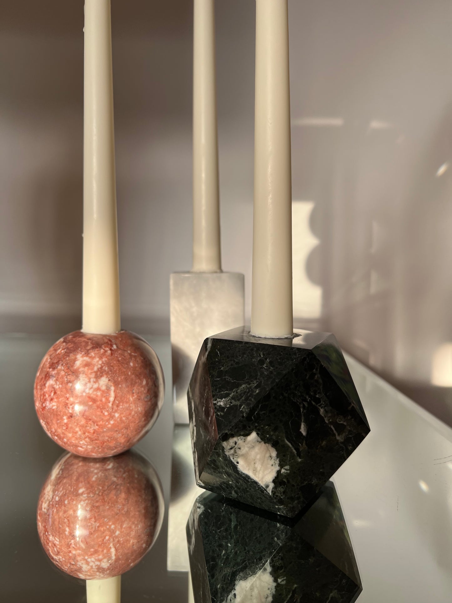 Troika - Marble Candle holder Set - 3pc Set