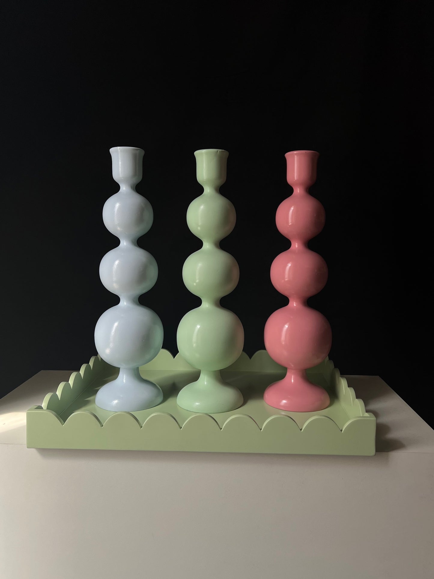 Bobbin Candle Stand Pair