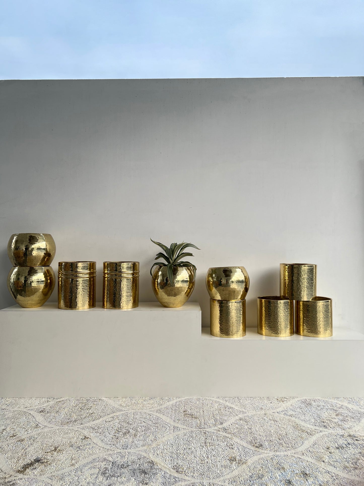 Hand hammered brass planters