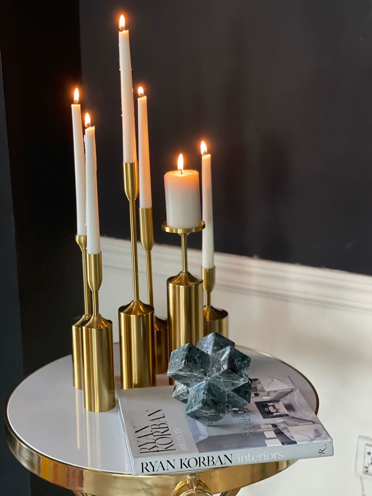 Golden Candle Stands - Set of Six