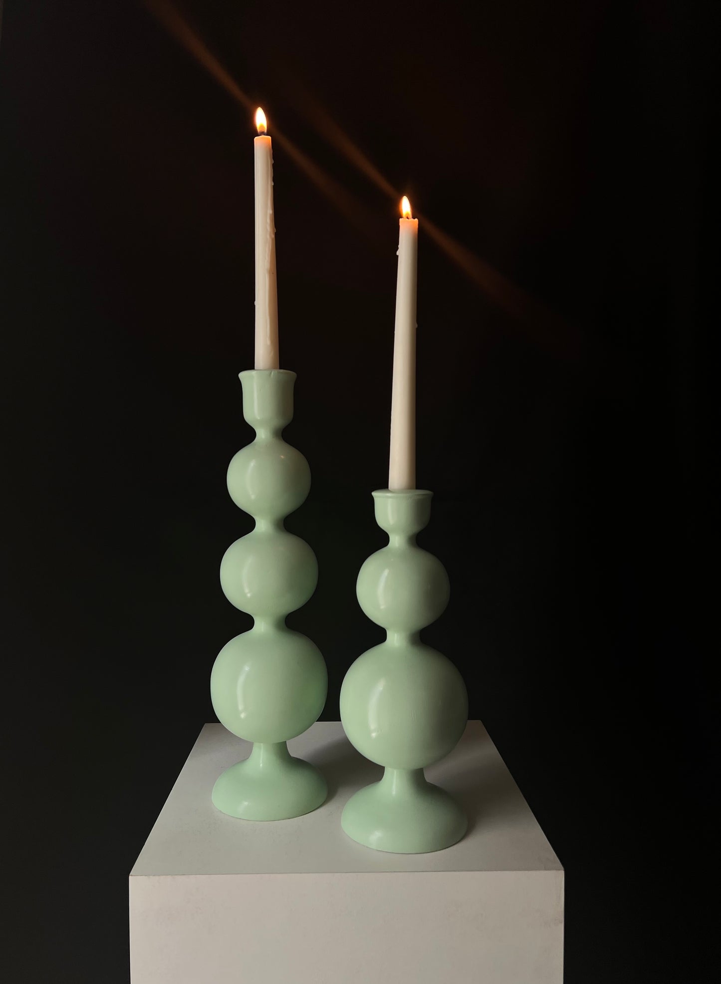 Bobbin Candle Stand Pair