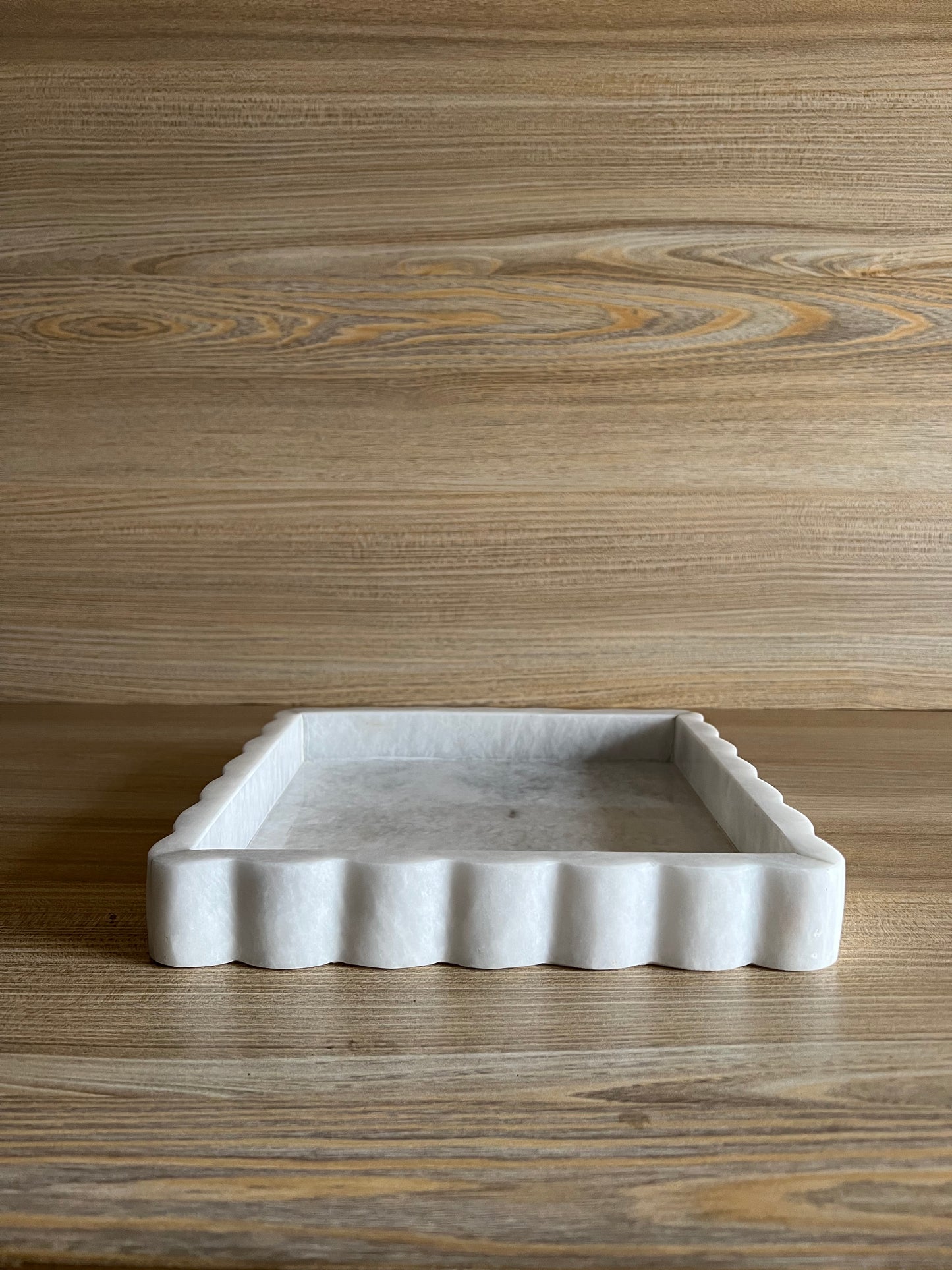 Scalloped Square Marble Tray