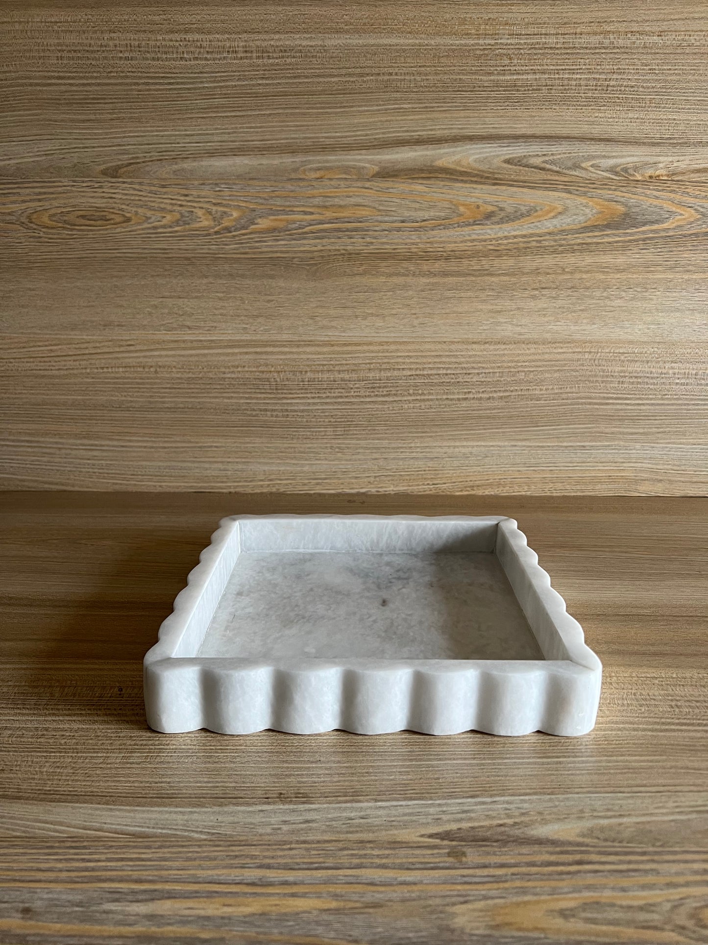 Scalloped Square Marble Tray