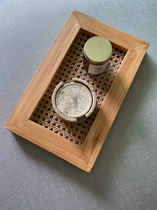 Wooden & Cane Tray