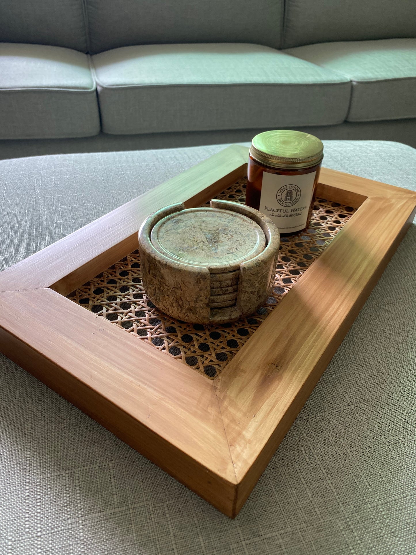 Wooden & Cane Tray