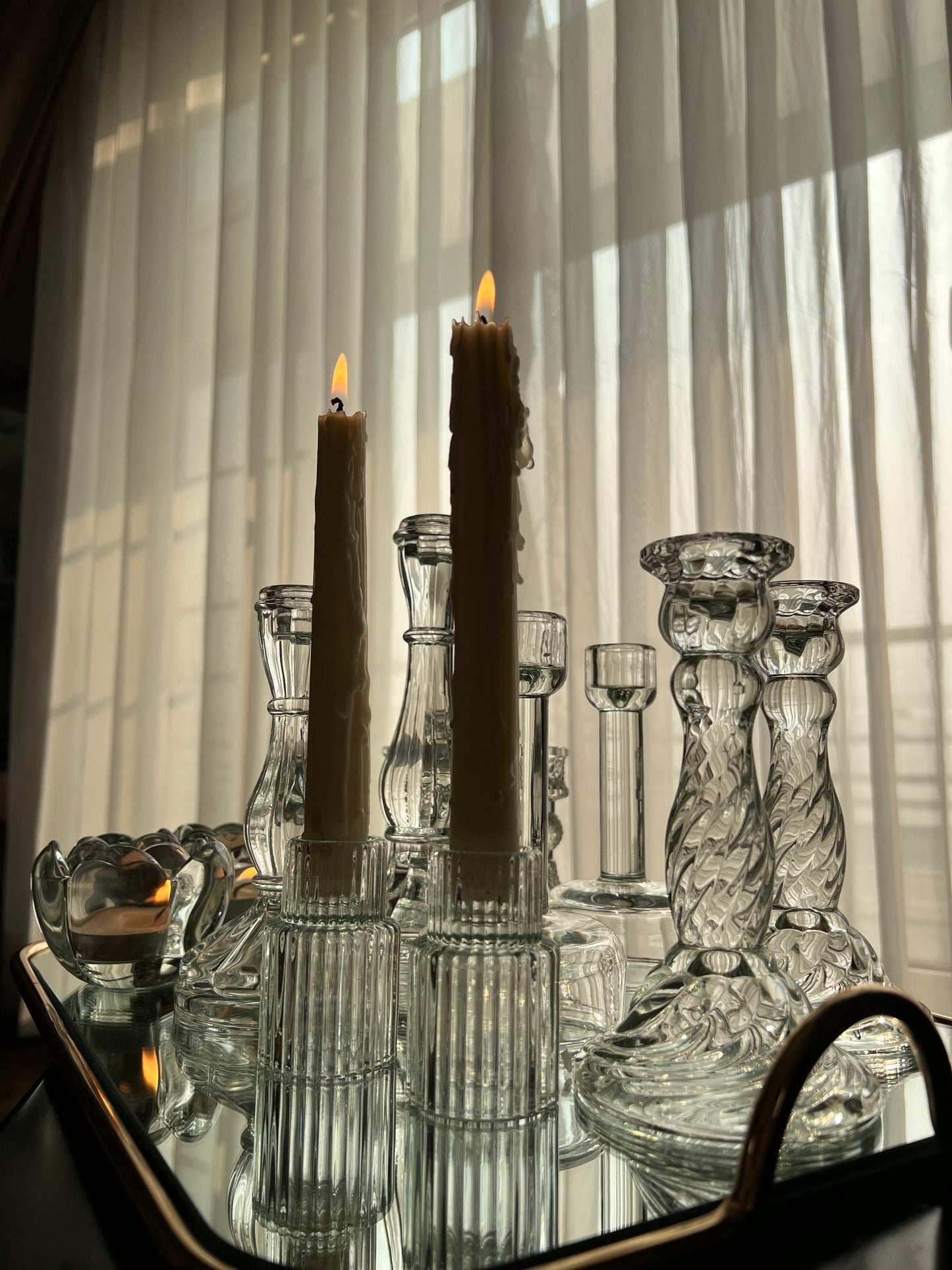 Mini Glass Candle Holders - Pair