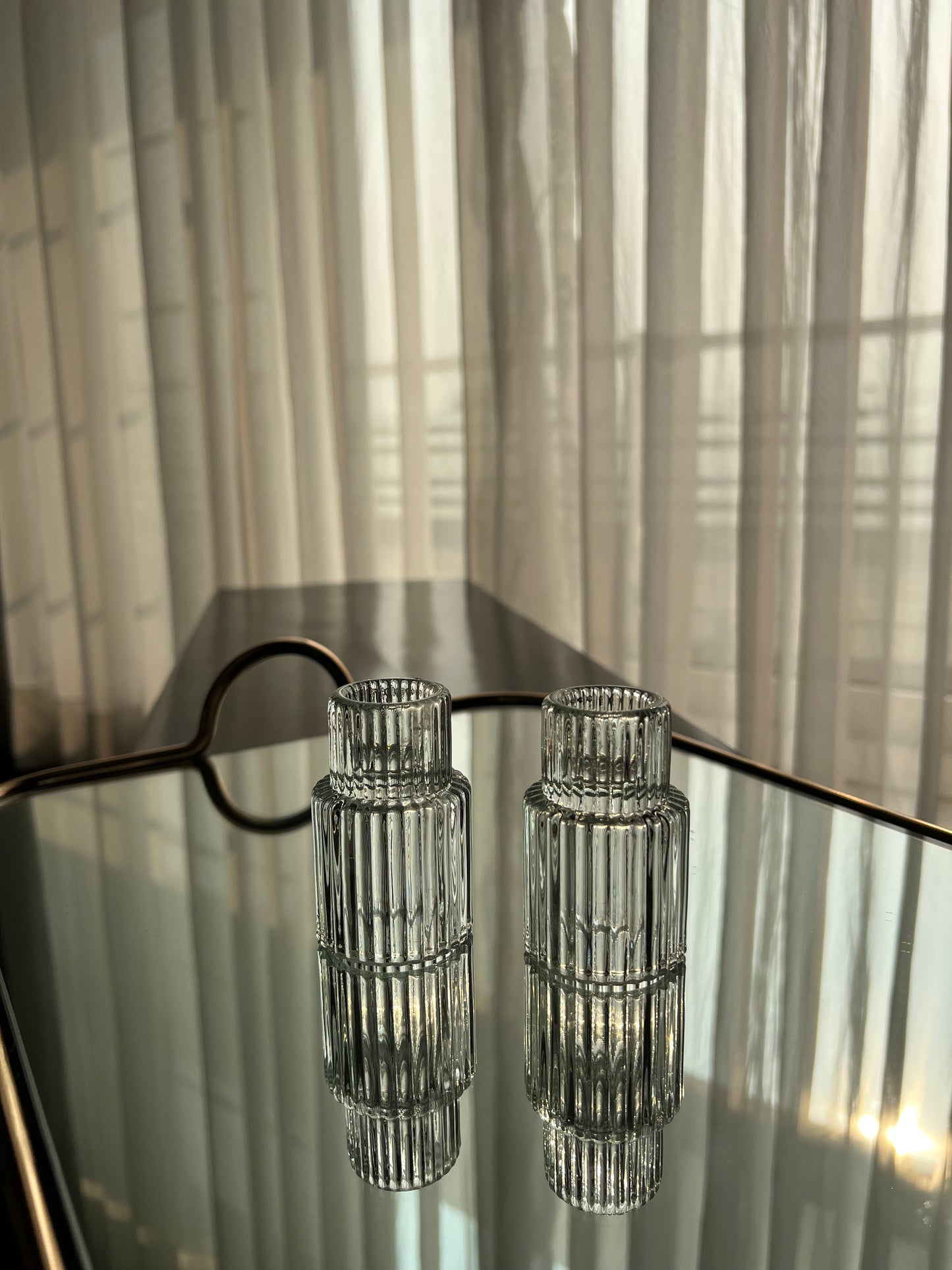 Mini Glass Candle Holders - Pair