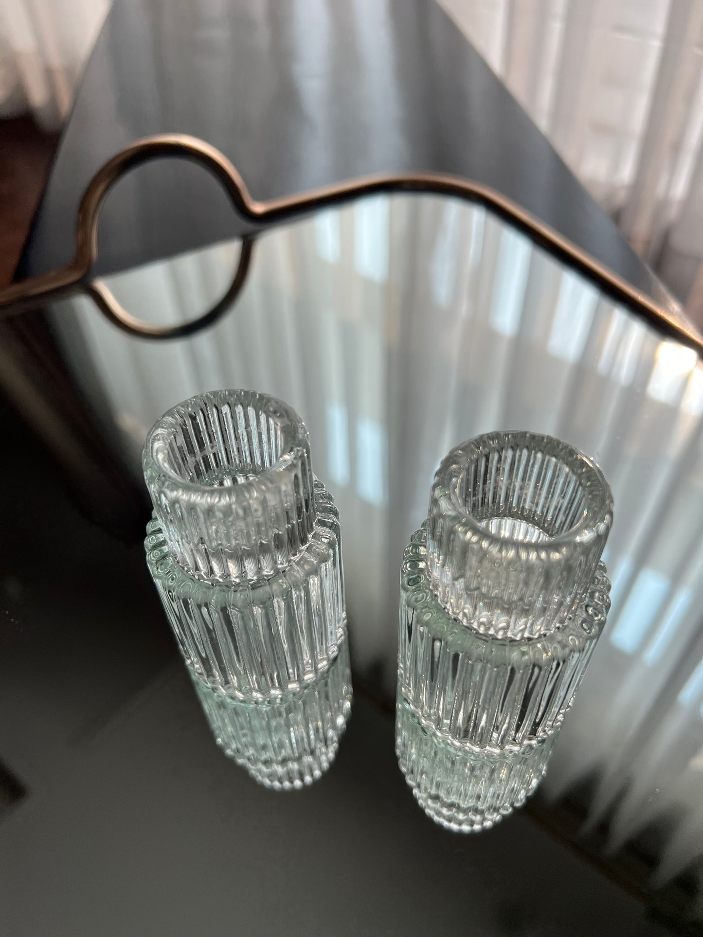 Mini Glass Candle Holders - Pair