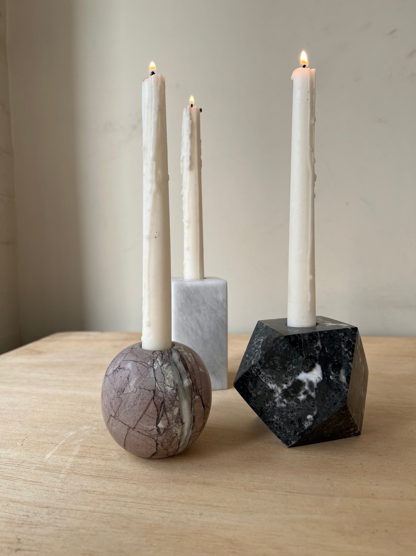 Troika - Marble Candle holder Set - 3pc Set