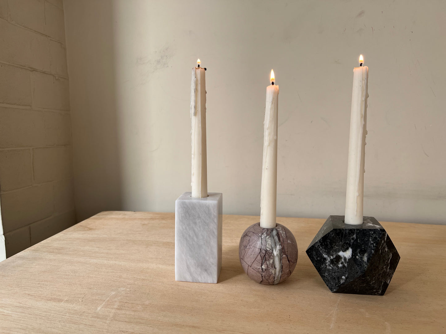 Troika - Marble Candle holder Set - 3pc Set