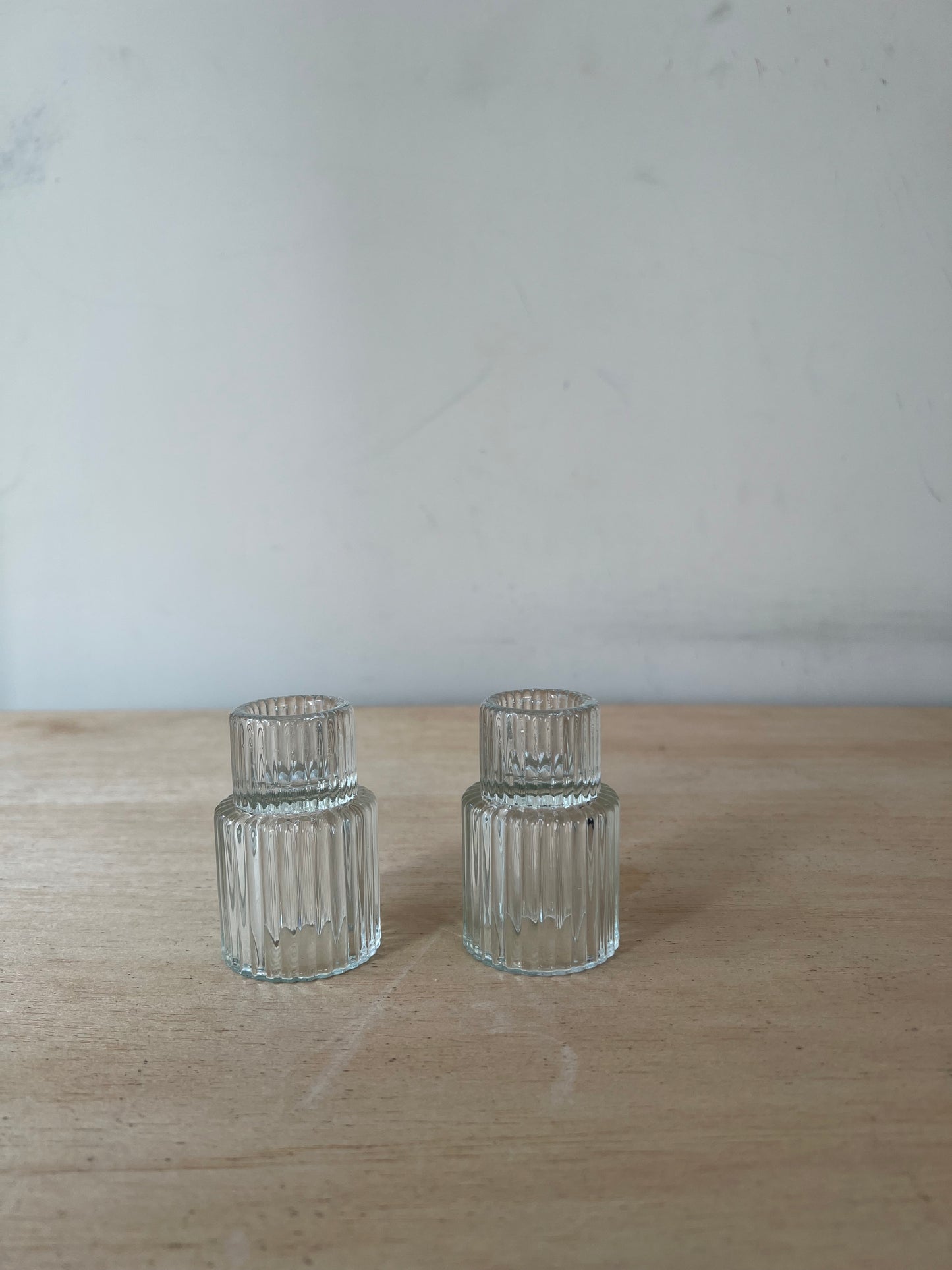 Mini Glass Candle Holders - Pair