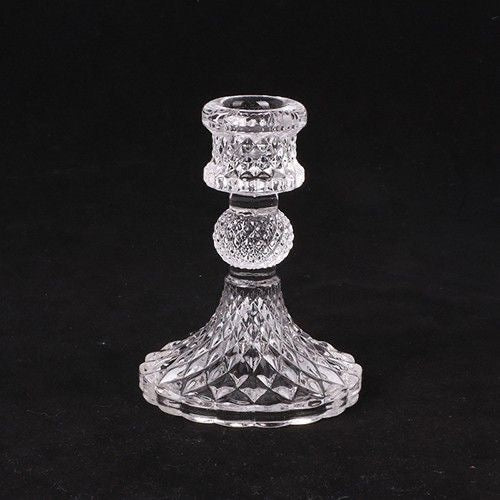 Diamond glass candle stand - single