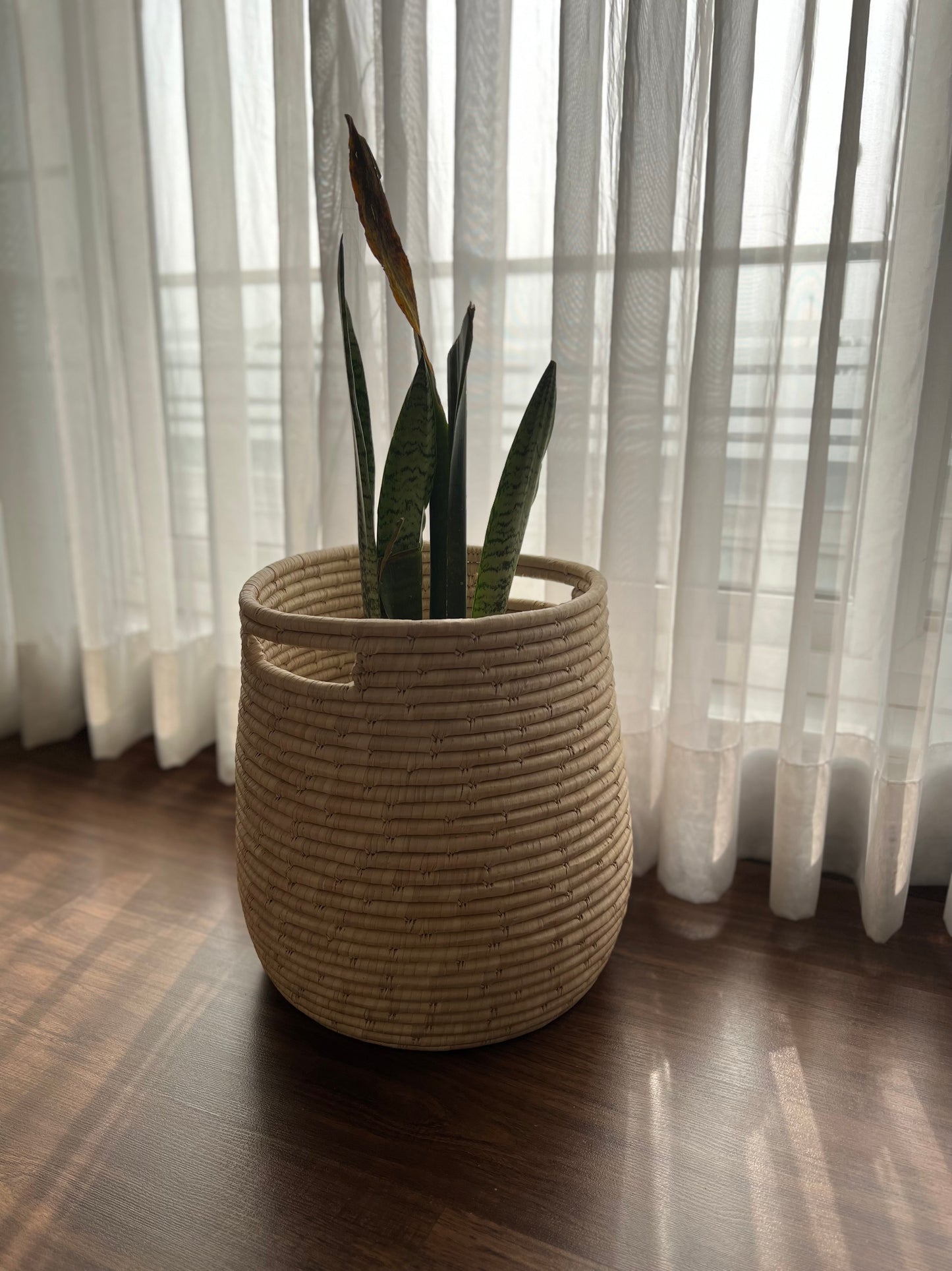 Handwoven Palm Leaf Planter