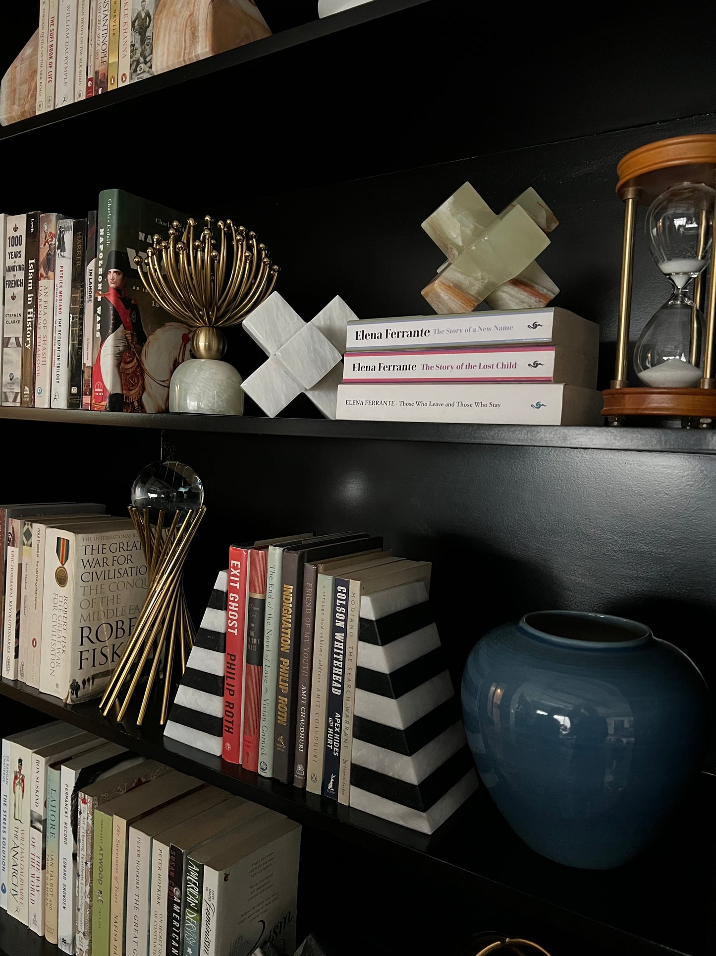 Black and White Marble Bookends  - Pyramid Shape