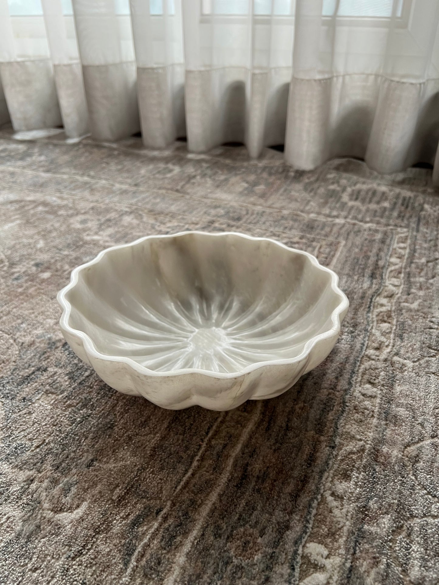 White Scalloped Marble Bowl