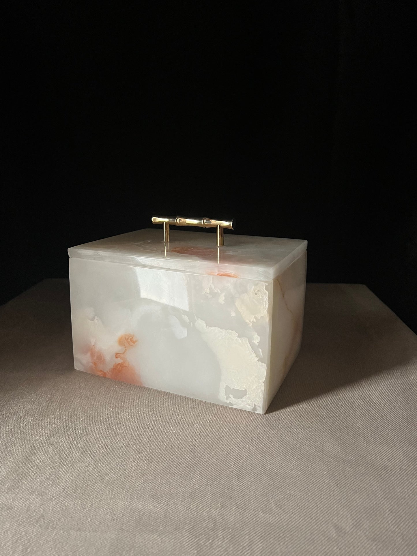 Onyx Translucent Box with Brass Handle