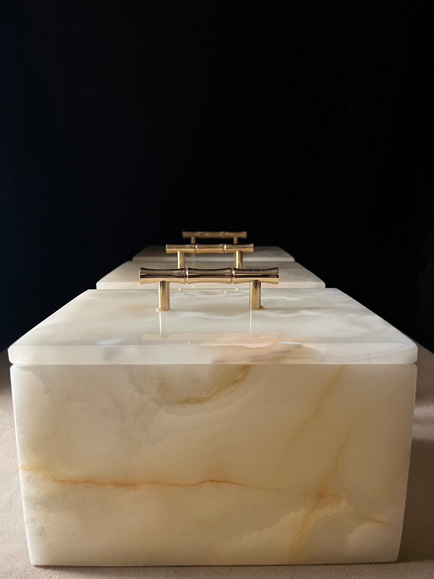 Onyx Translucent Box with Brass Handle