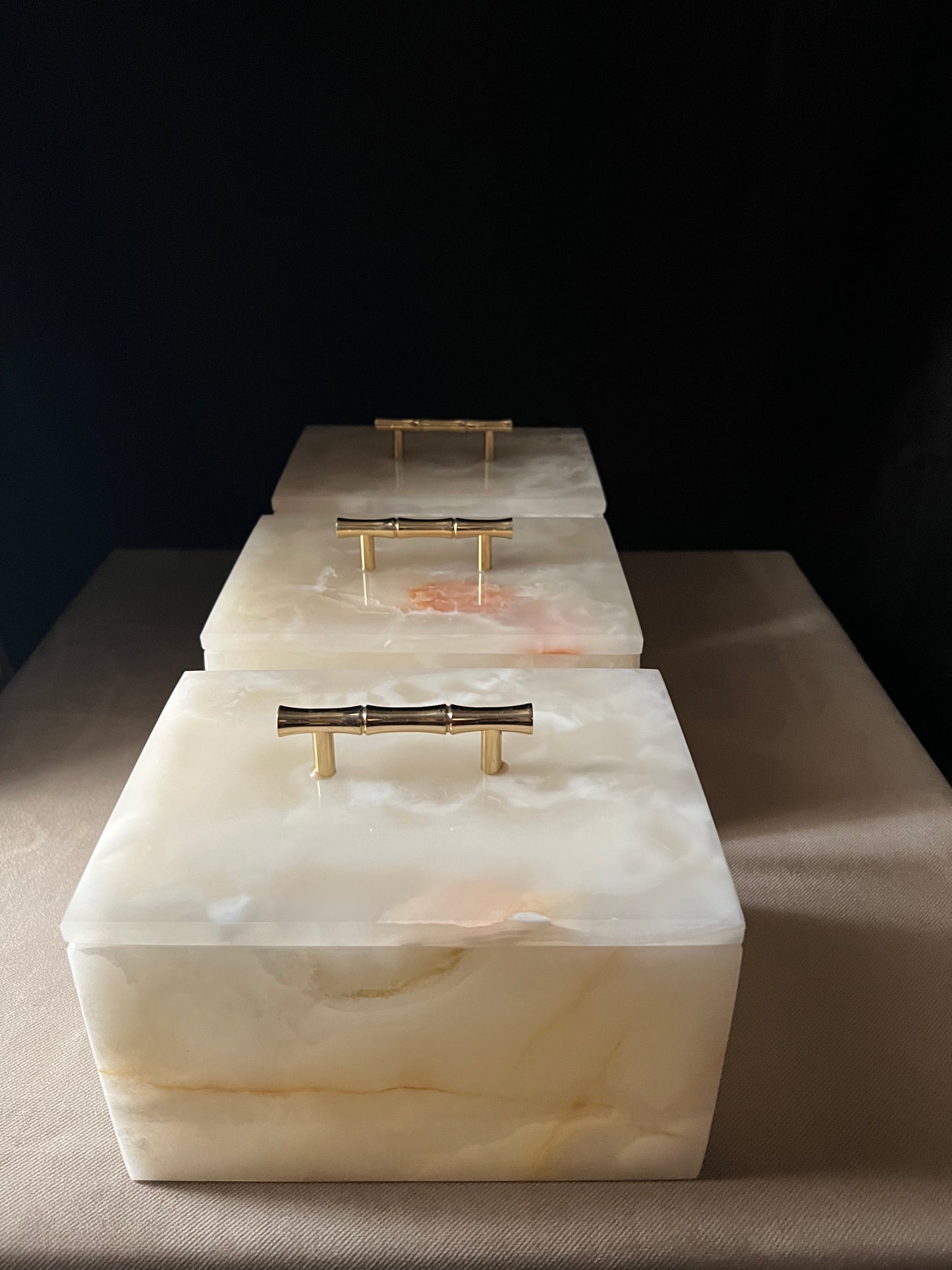 Onyx Translucent Box with Brass Handle