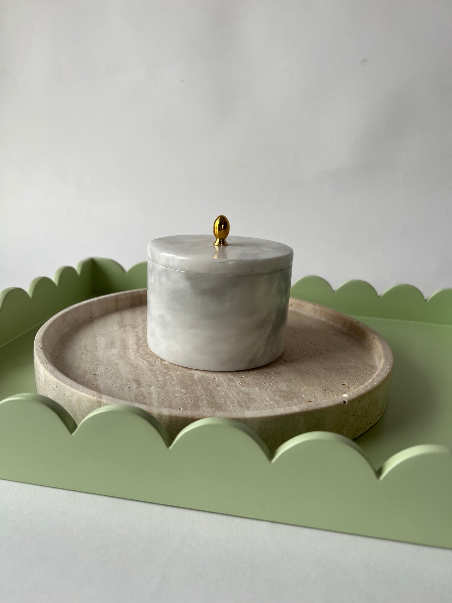 Round Travertine Tray