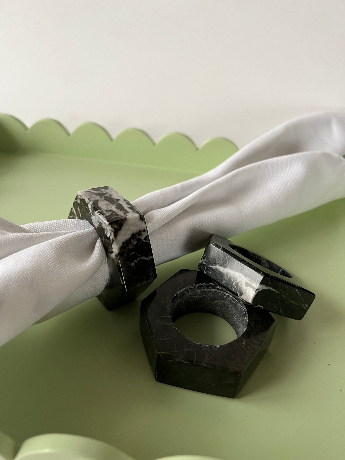 Marble Napkin Rings - Set of 6