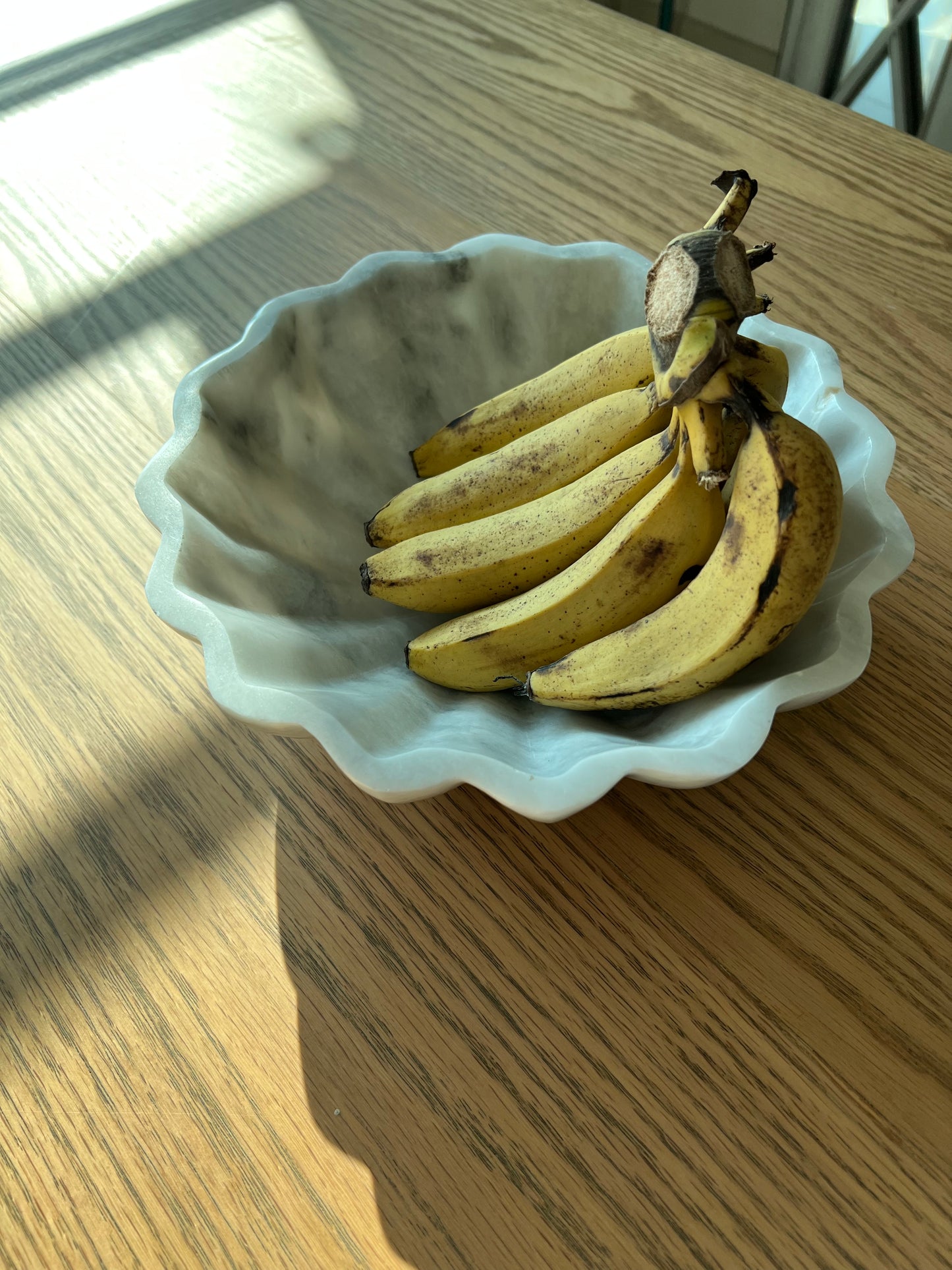 White Scalloped Marble Bowl