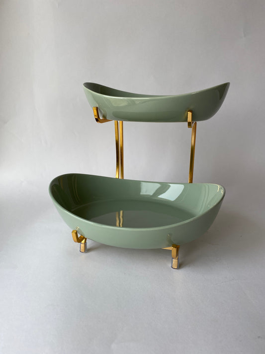 Two Tiered Ceramic Bowl Stand