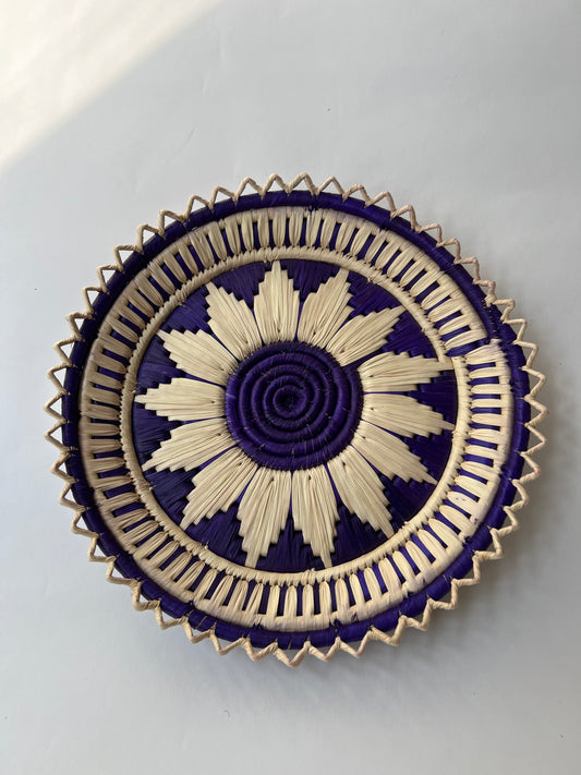 Purple Palm Leaf Flat Basket