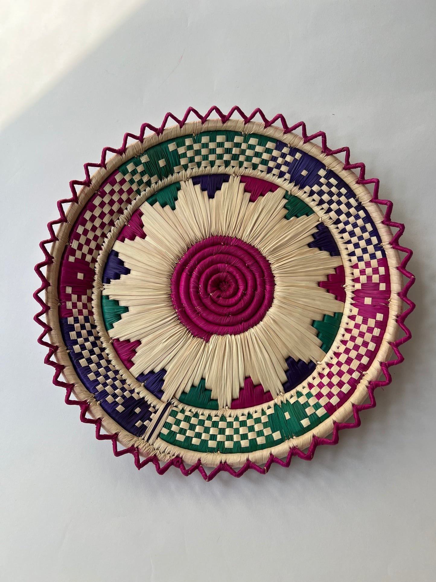 Fuchsia Palm Leaf Flat Basket