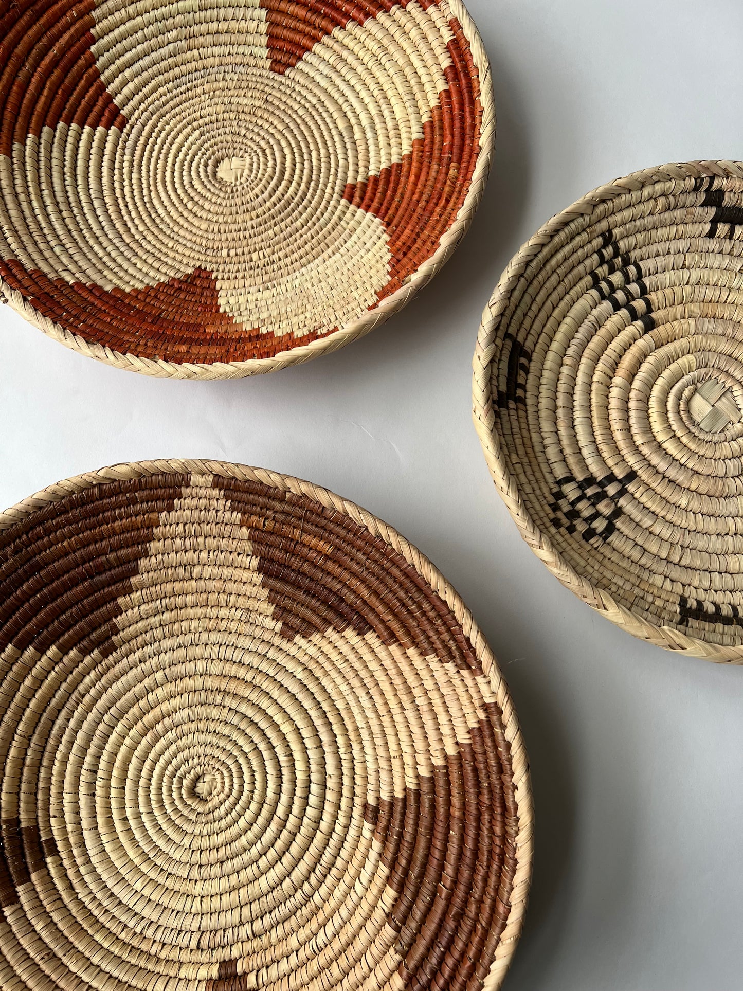 Brown Flower - Round Palm Leaf Flat Basket