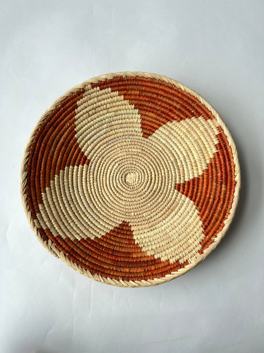 Orange Flower - Round Palm Leaf Flat Basket