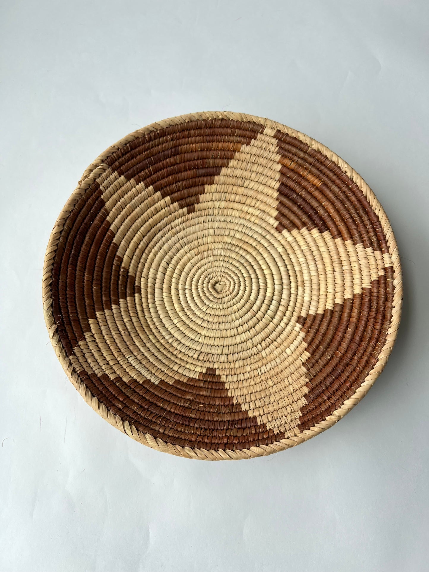 Brown Flower - Round Palm Leaf Flat Basket