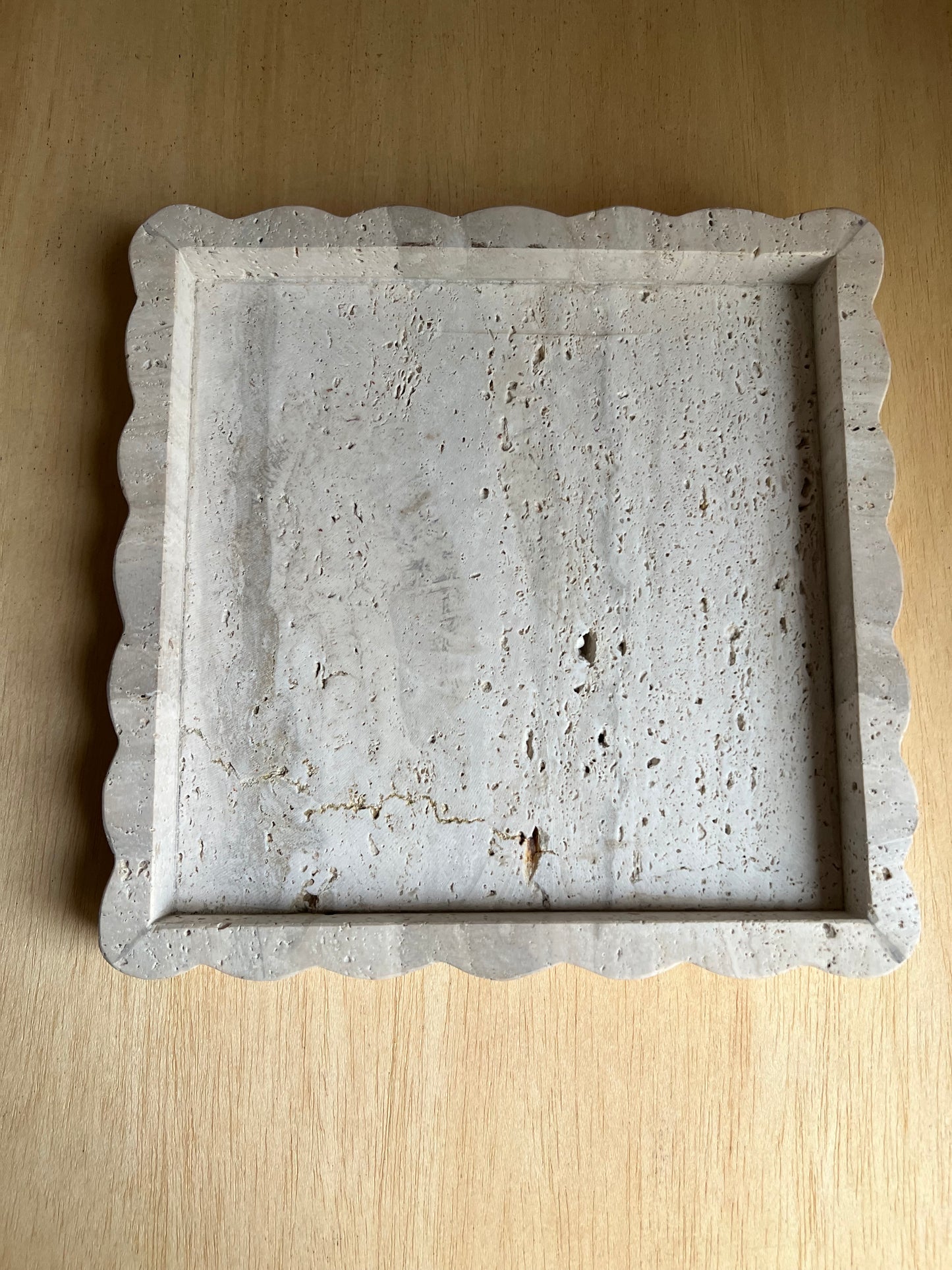 Scalloped Square Travertine Tray