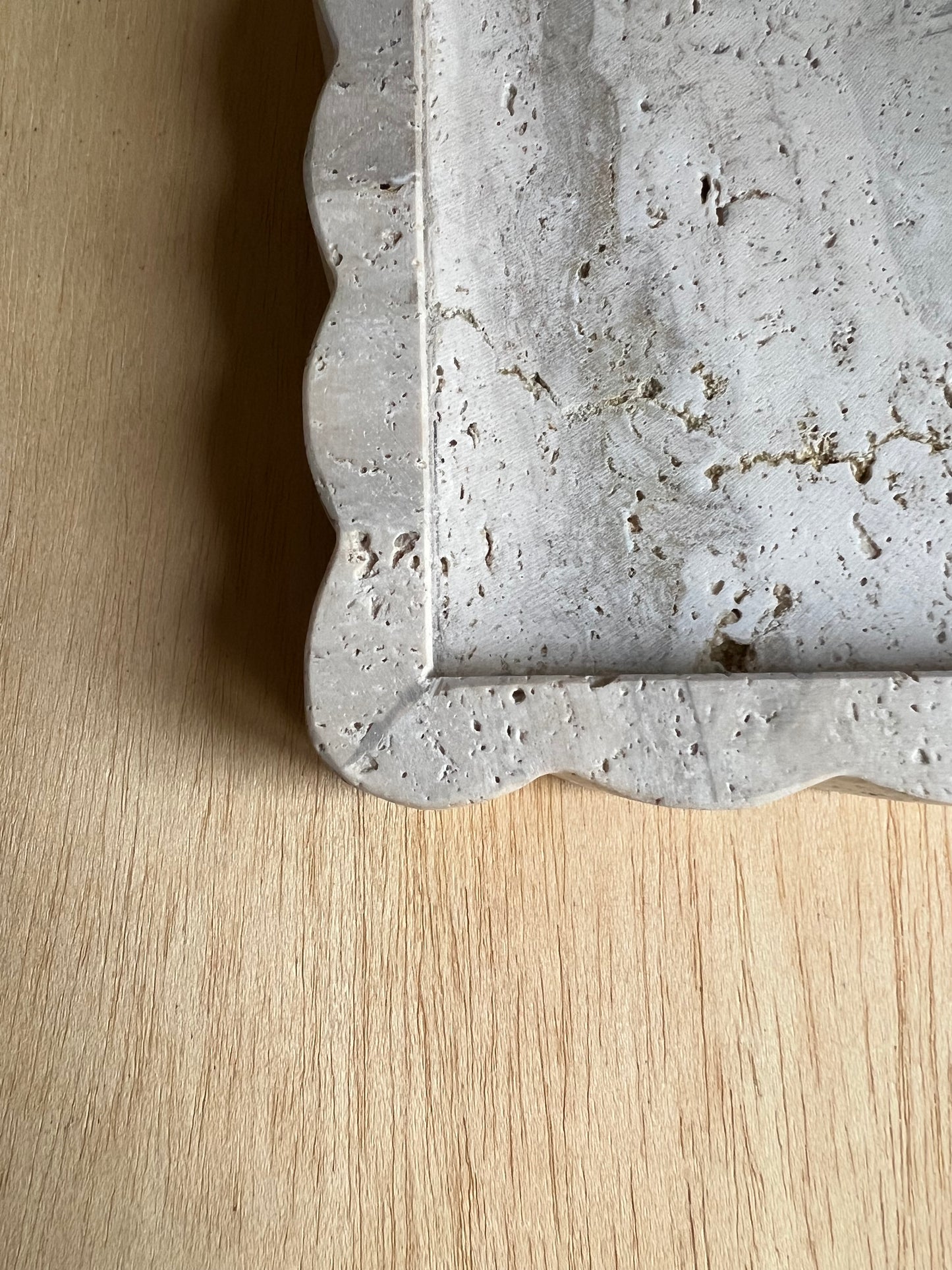 Scalloped Square Travertine Tray