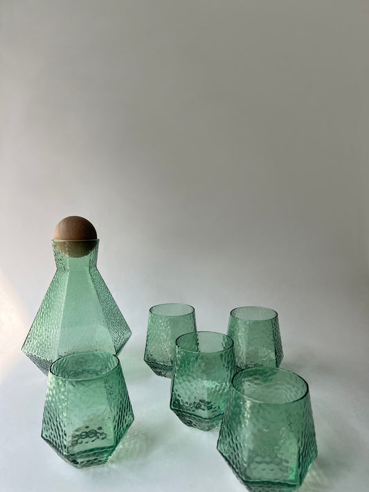 Hand Hammered Effect Glass & Jug Set