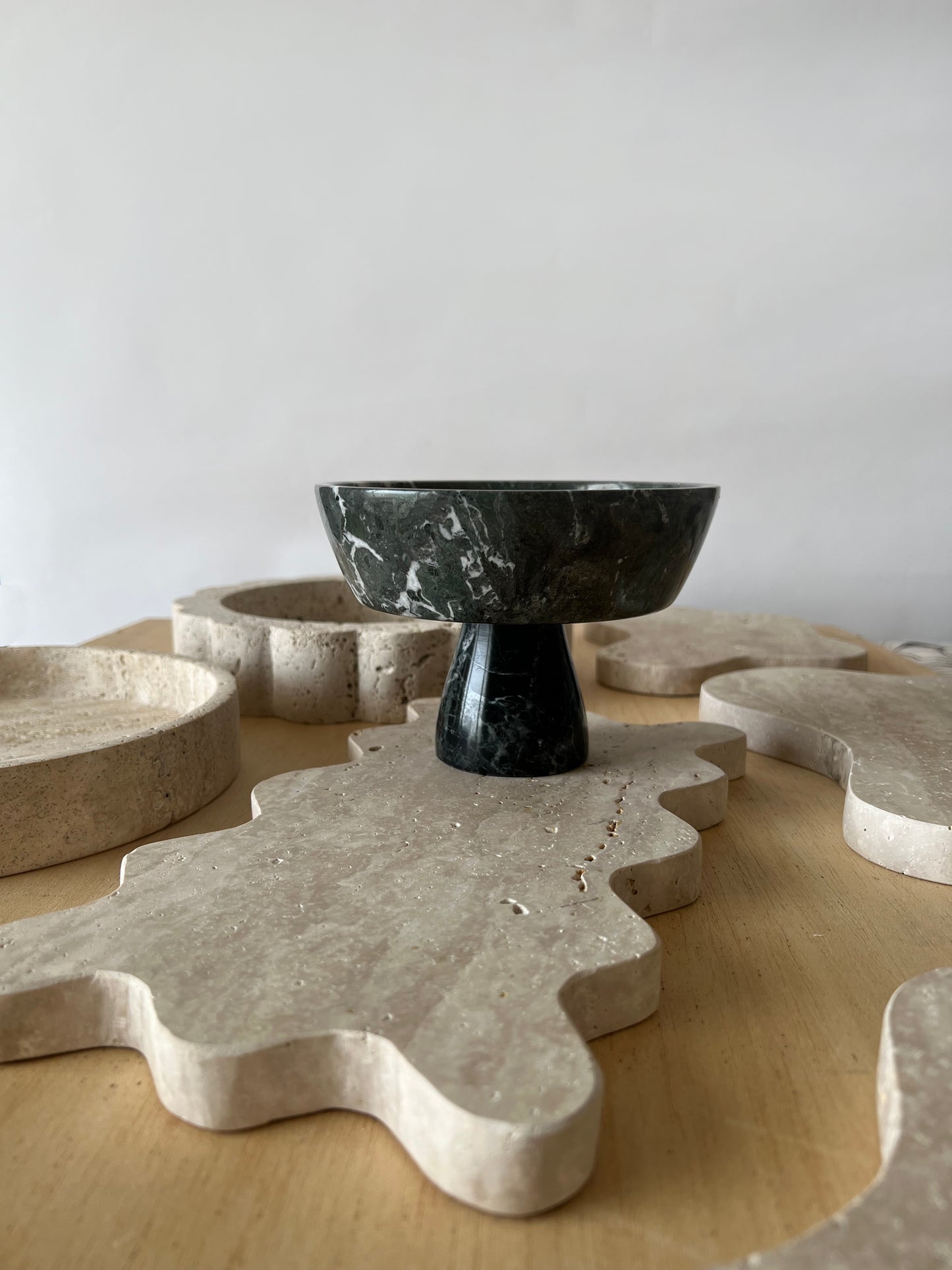 Round Scalloped Travertine Tray