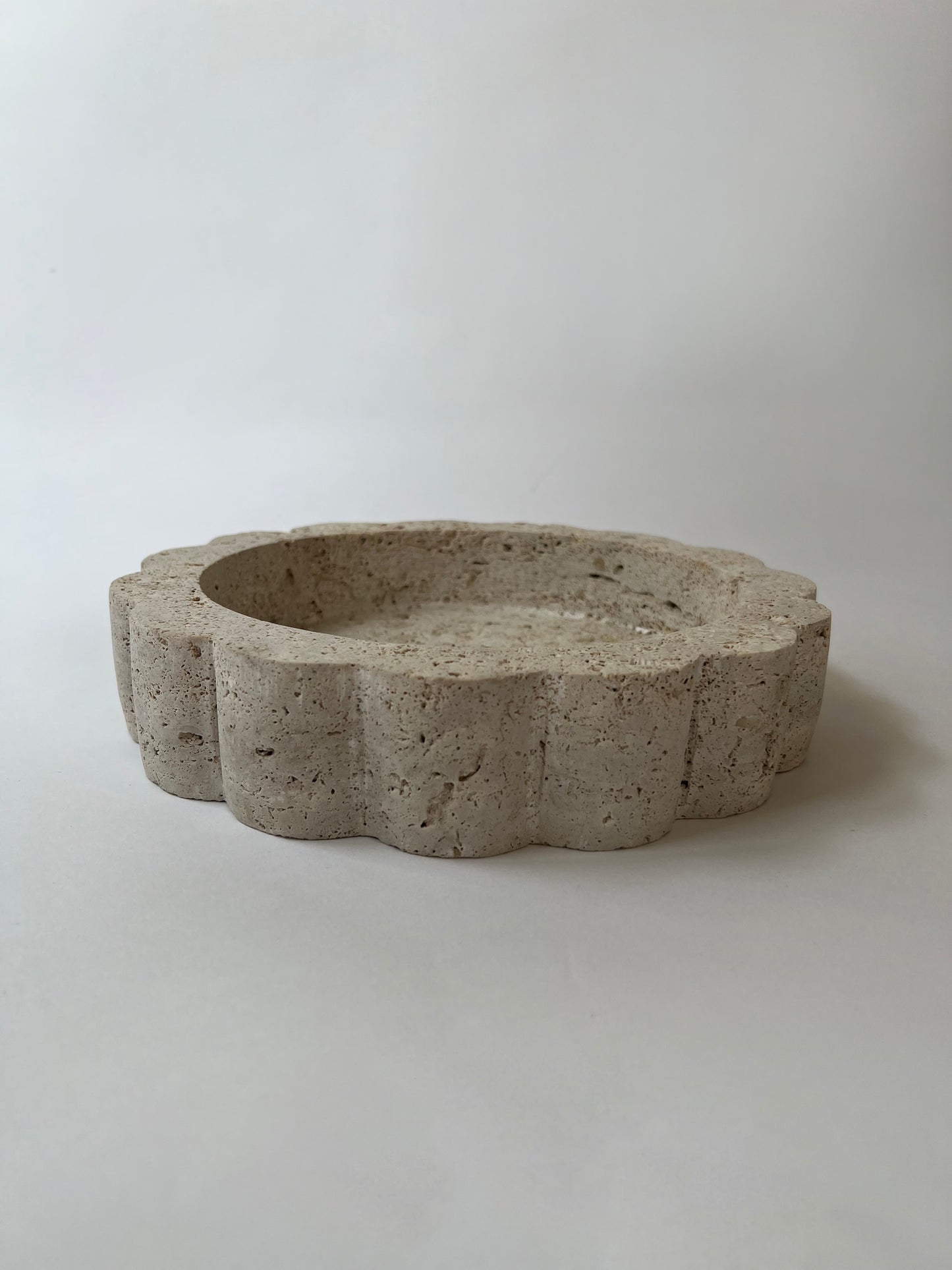 Round Scalloped Travertine Tray