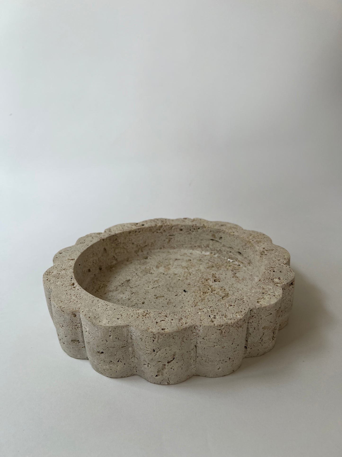 Round Scalloped Travertine Tray