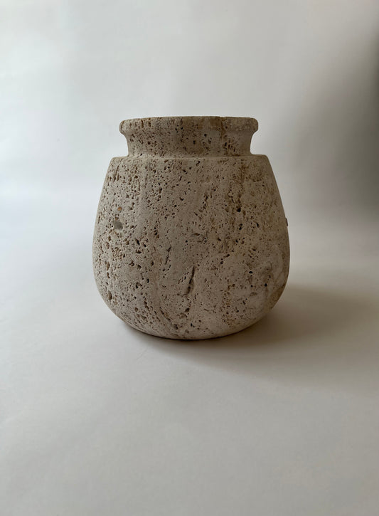 Round Vase Travertine