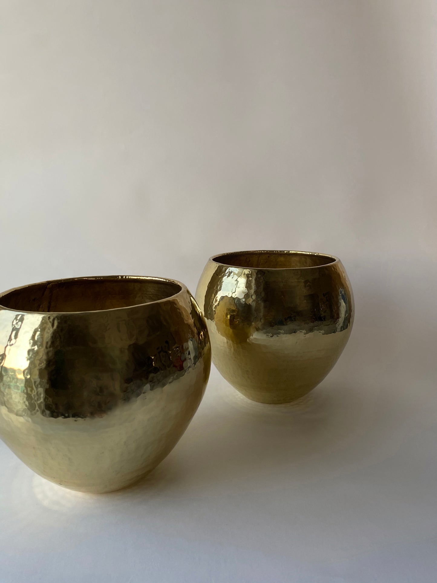 Hand hammered brass planters