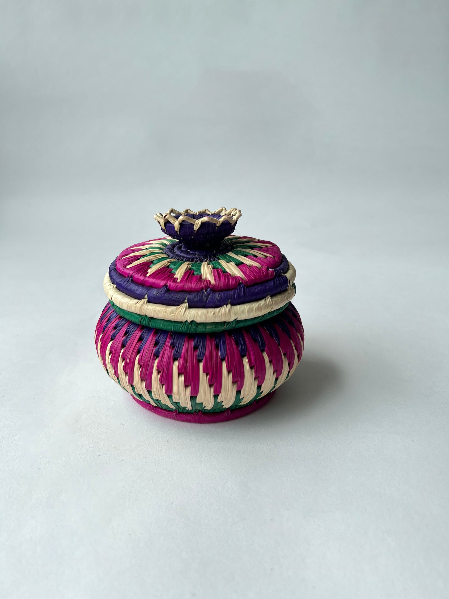 Multi Coloured Palm Leaf Trinket Box