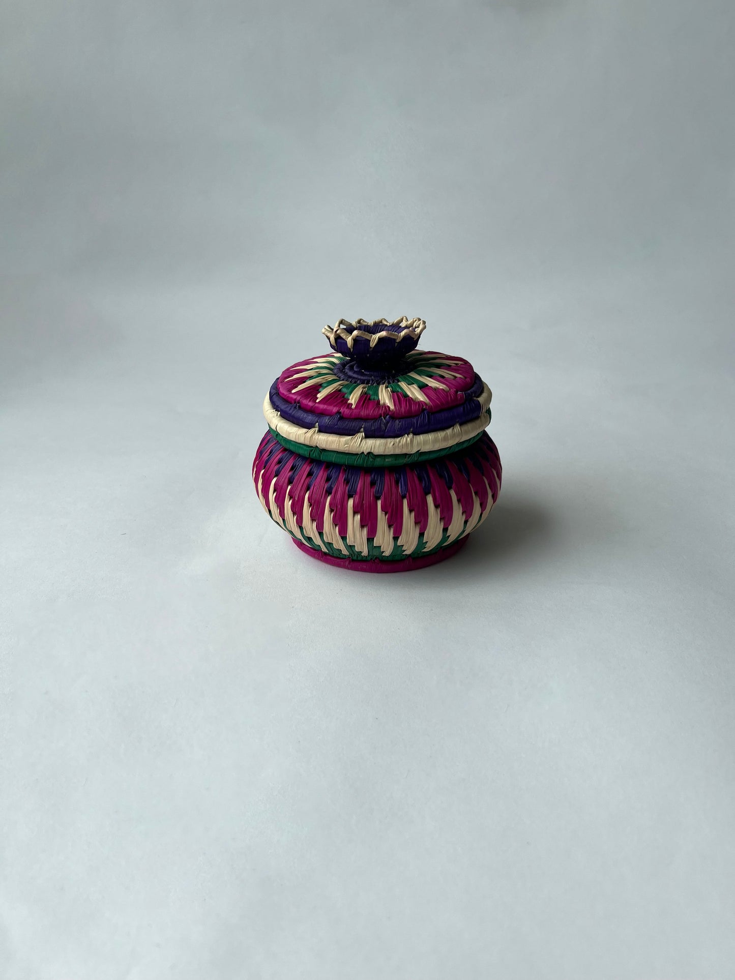 Multi Coloured Palm Leaf Trinket Box