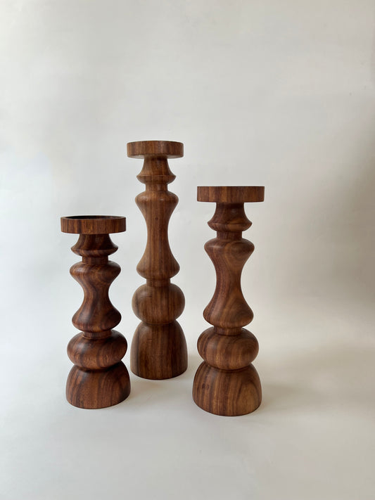 Wooden candle stand set of three