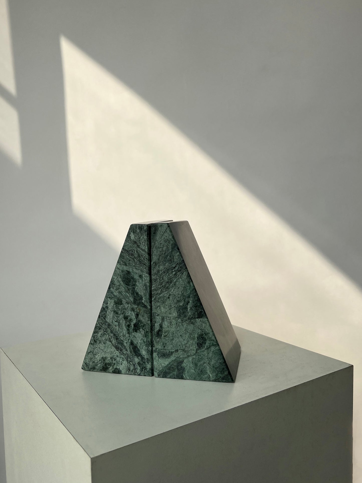 Green Marble Bookends - Pyramid Shape