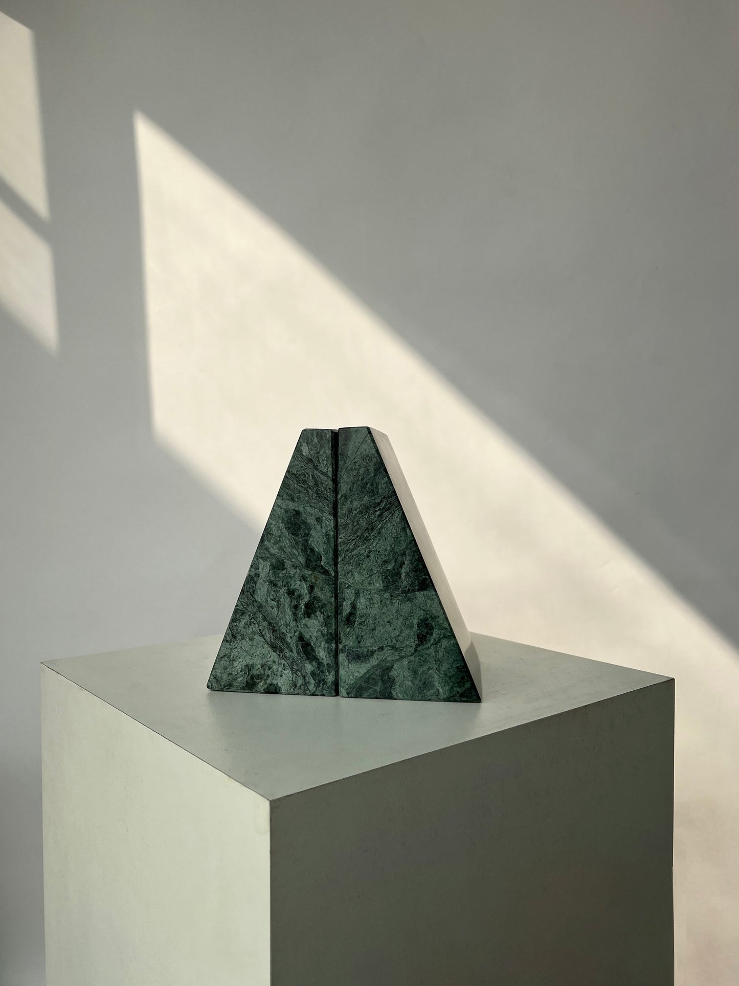 Green Marble Bookends - Pyramid Shape