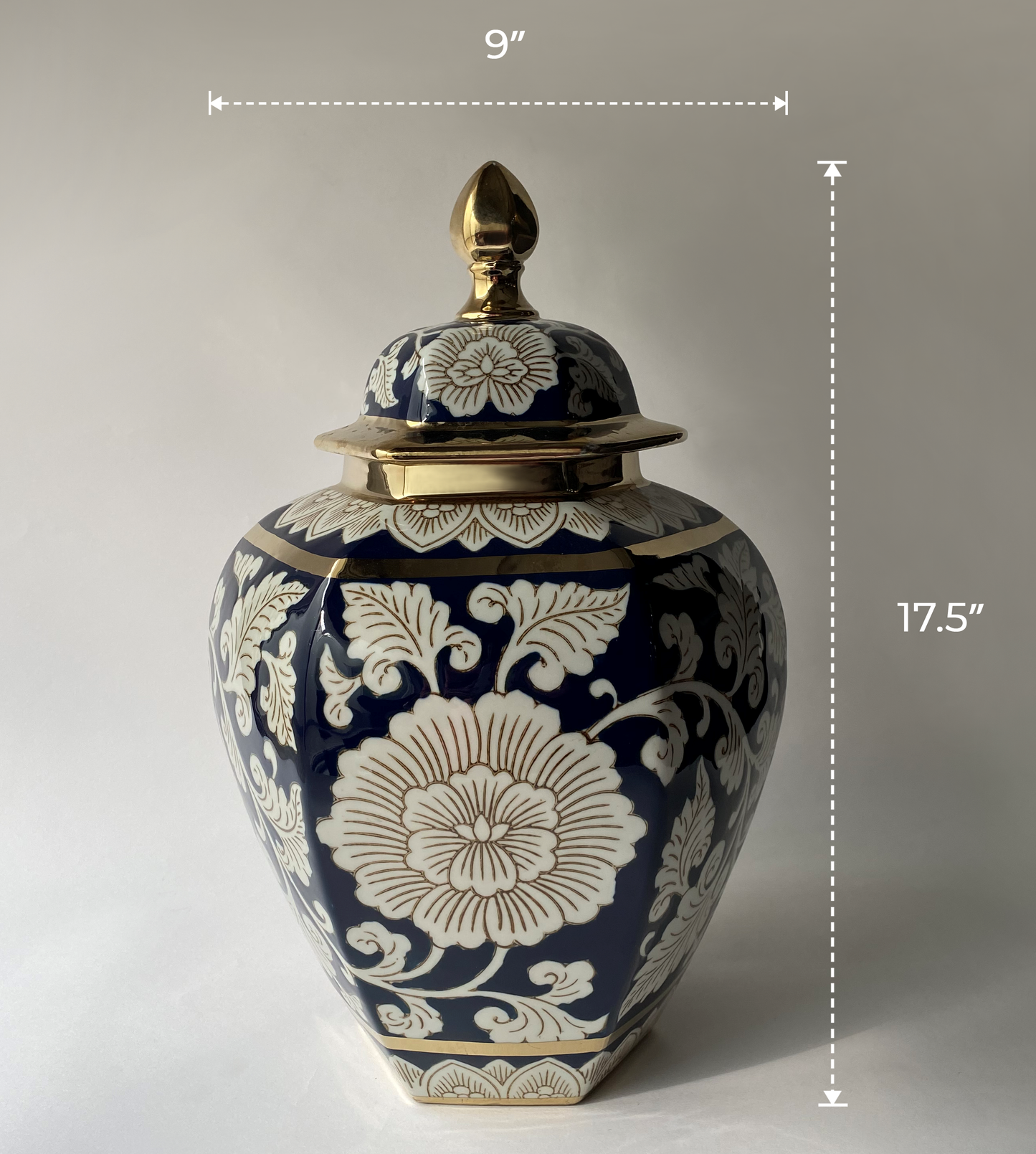 Blue Hexagonal Ginger Jar