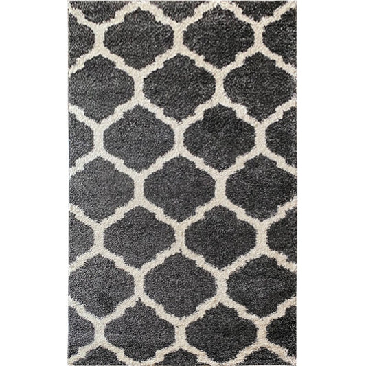 The Bare Space - Black White Shaggy Rug - 5 ft x 8.5 ft