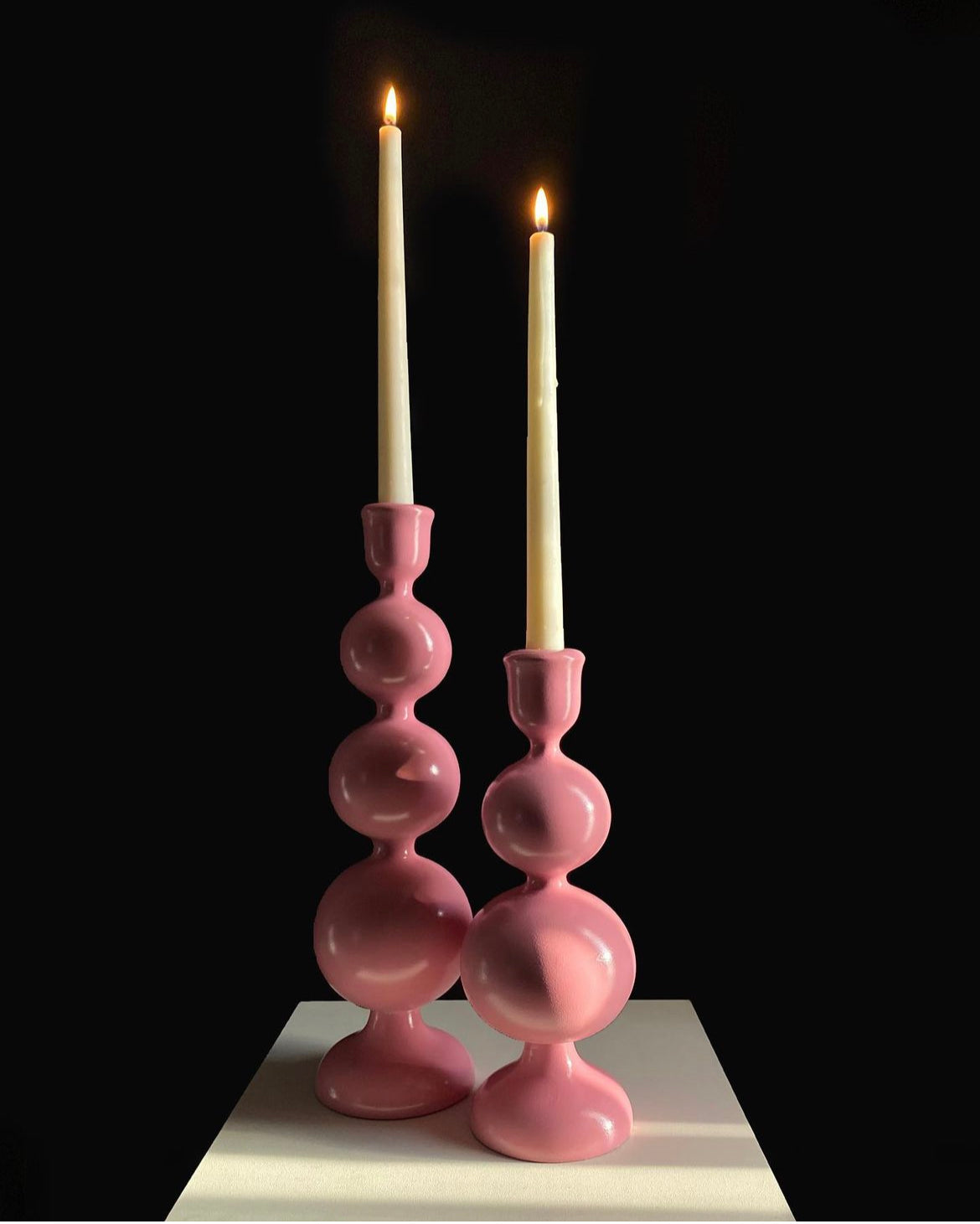 Bobbin Candle Stand Pair